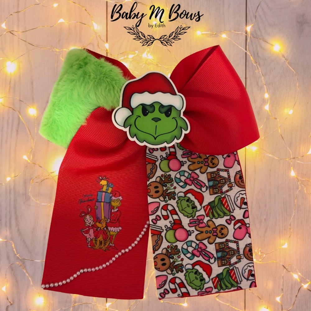 Red and Green Holiday Hair Bow